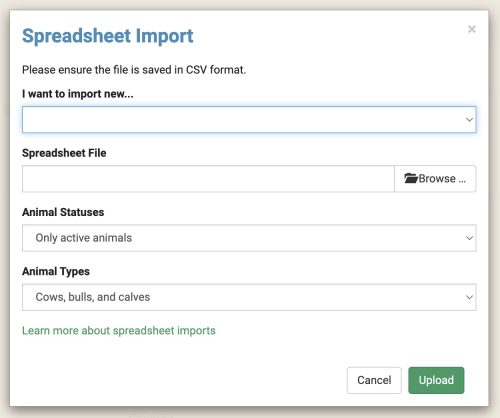 cattlemax-spreadsheet-import-options